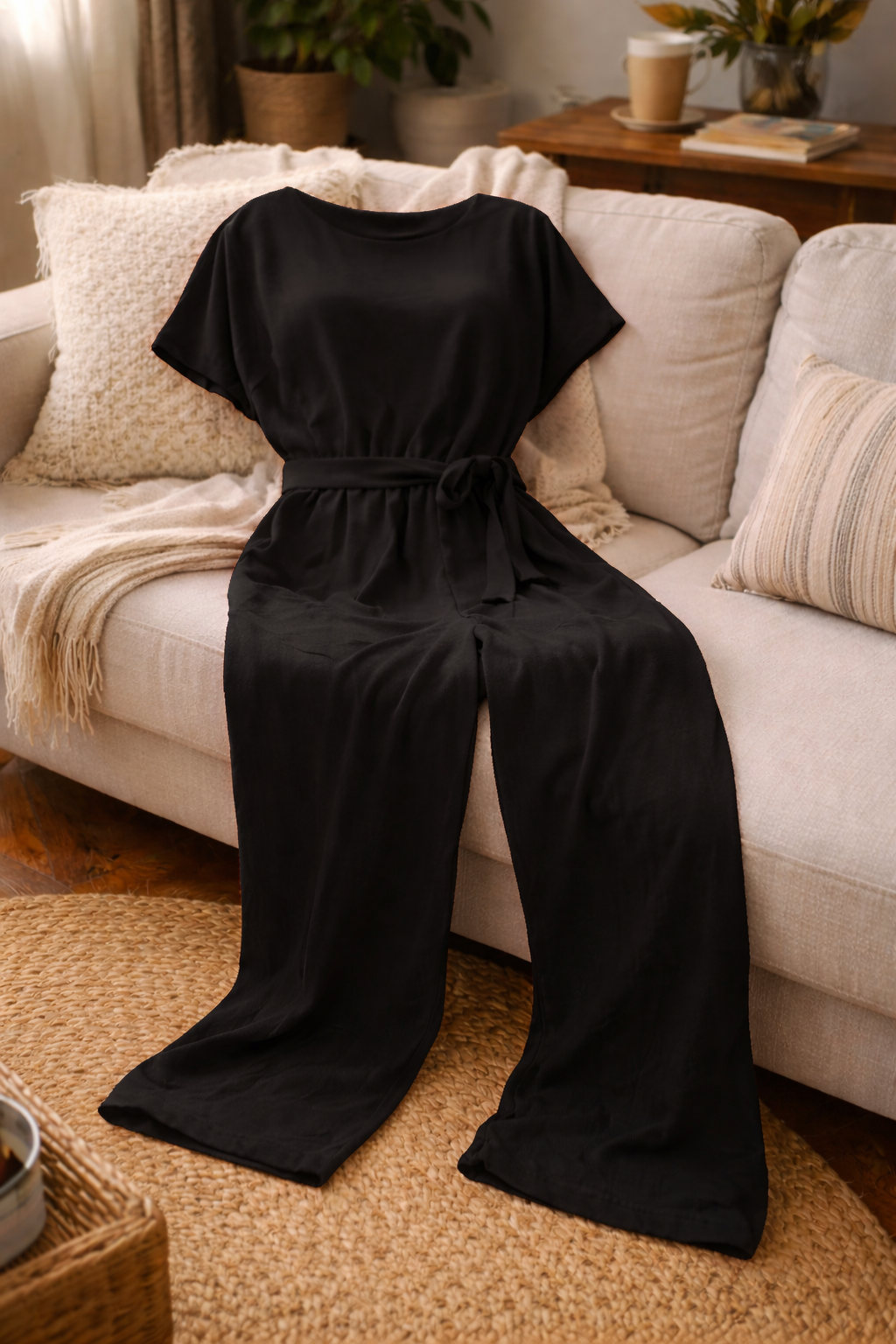 Combinaison Femme | Coupe Ample, Taille Nouée | Pantalon Large Élégant