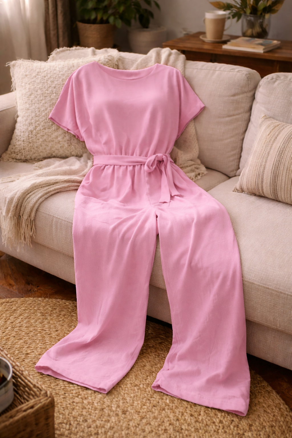 Combinaison Femme | Coupe Ample, Taille Nouée | Pantalon Large Élégant