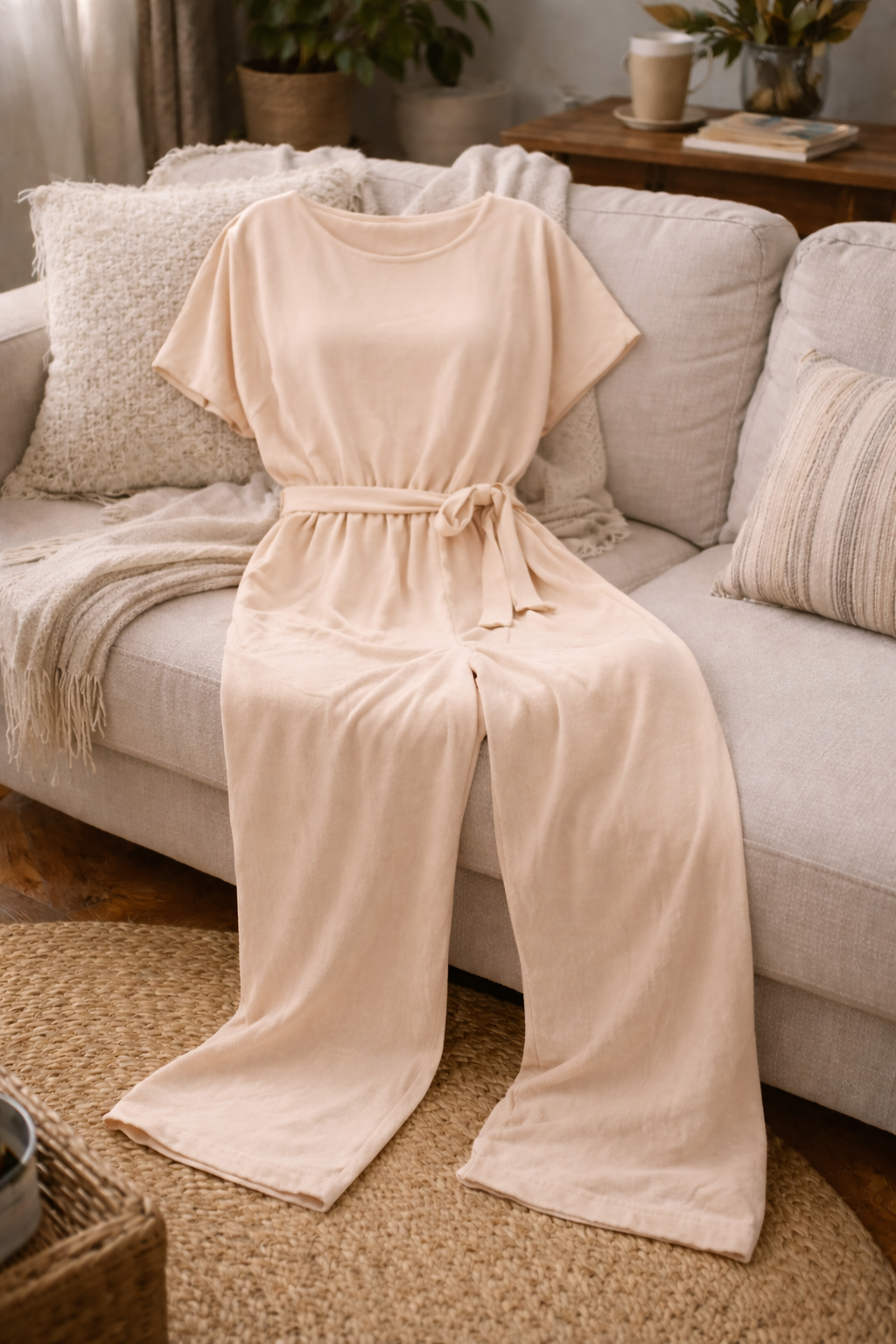 Combinaison Femme | Coupe Ample, Taille Nouée | Pantalon Large Élégant