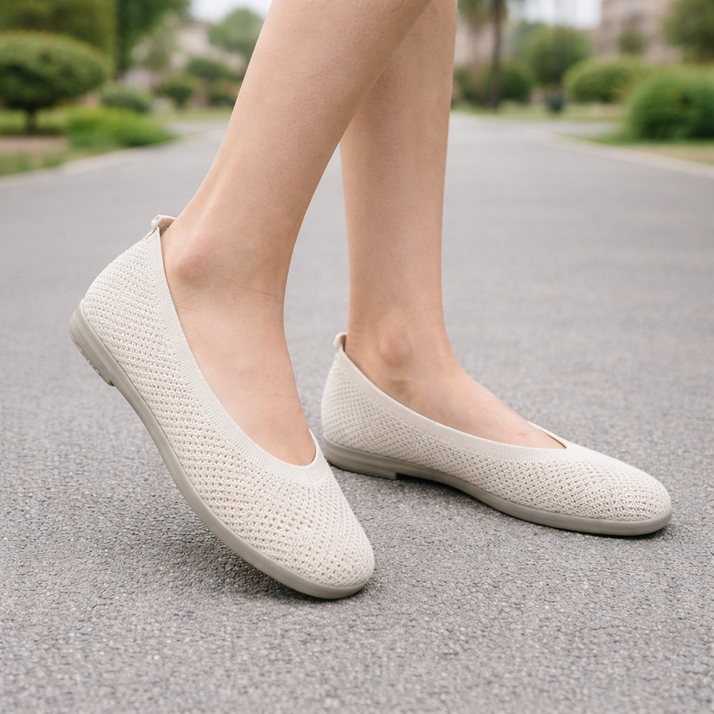 Ballerines pour femmes | Maille respirante, bout carré | Confort casual