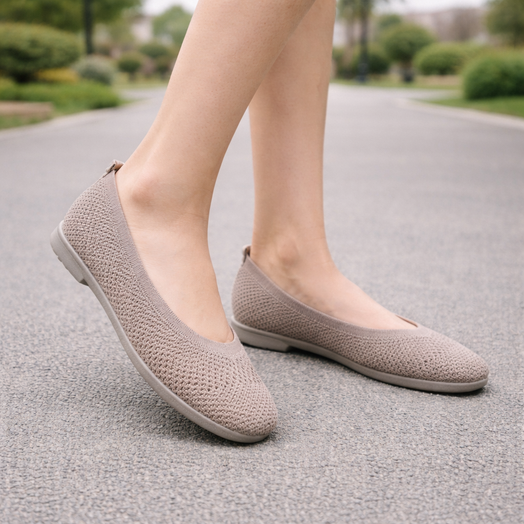 Ballerines pour femmes | Maille respirante, bout carré | Confort casual
