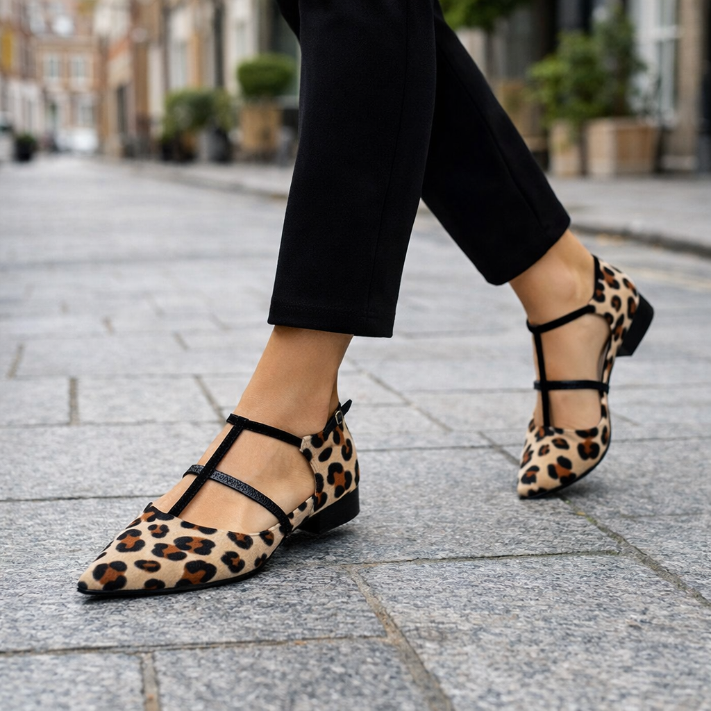 Ballerines pour femmes | Imprimé animal, sangles ajustables | Ajustement sécurisé