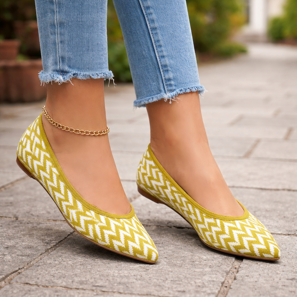 Ballerines pour Femmes | Motif Zigzag, Semelle Souple | Confort Quotidien