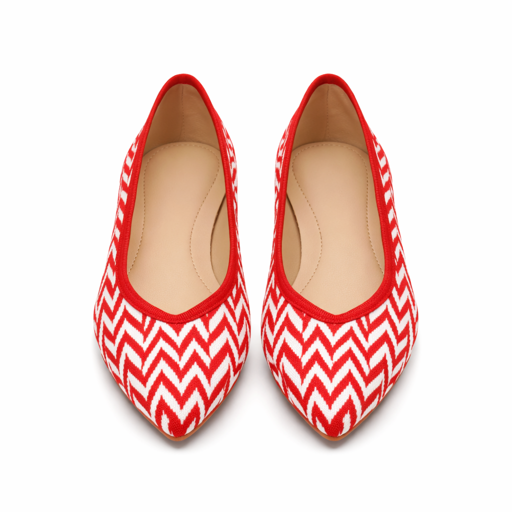 Ballerines pour Femmes | Motif Zigzag, Semelle Souple | Confort Quotidien