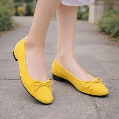 Ballerines Femme | Nœud Détail | Daim Rose