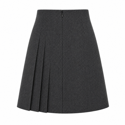 Jupe Midi | Taille Haute Look Laine, Détails Boutons