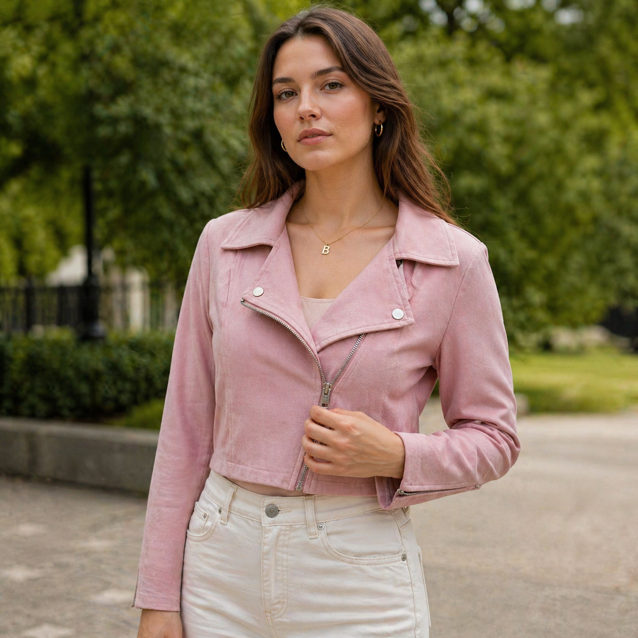 Veste Courte Femme Effet Suédine Polyester Coupe Ajustée