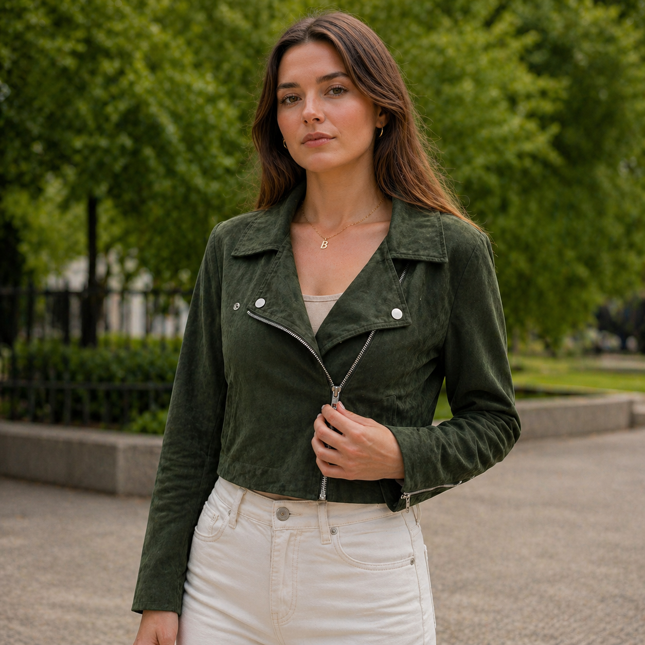 Veste Courte Femme Effet Suédine Polyester Coupe Ajustée