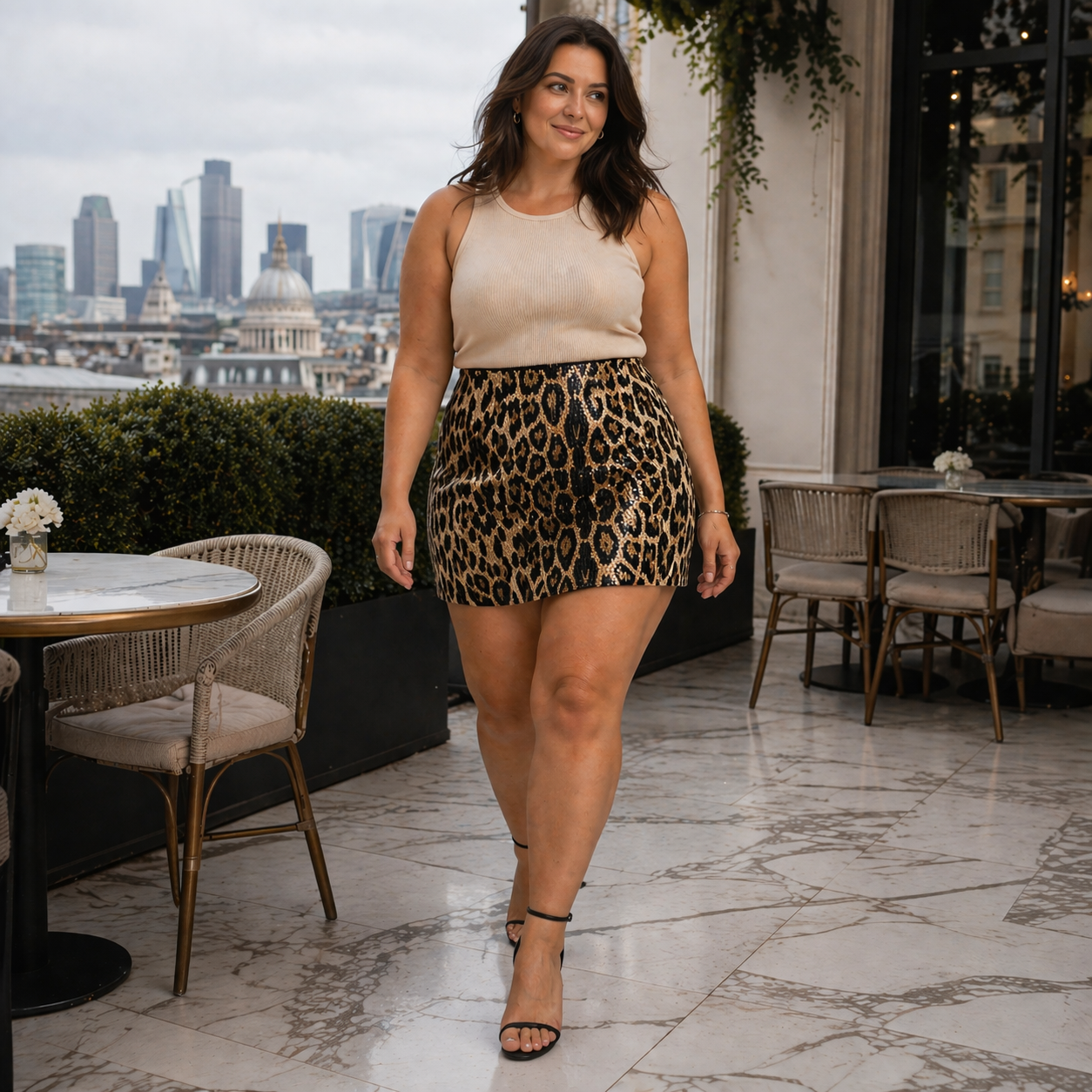 Mini Jupe | Imprimé Léopard, Pailletée | Taille Haute
