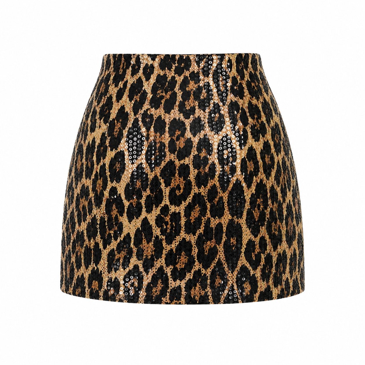Mini Jupe | Imprimé Léopard, Pailletée | Taille Haute