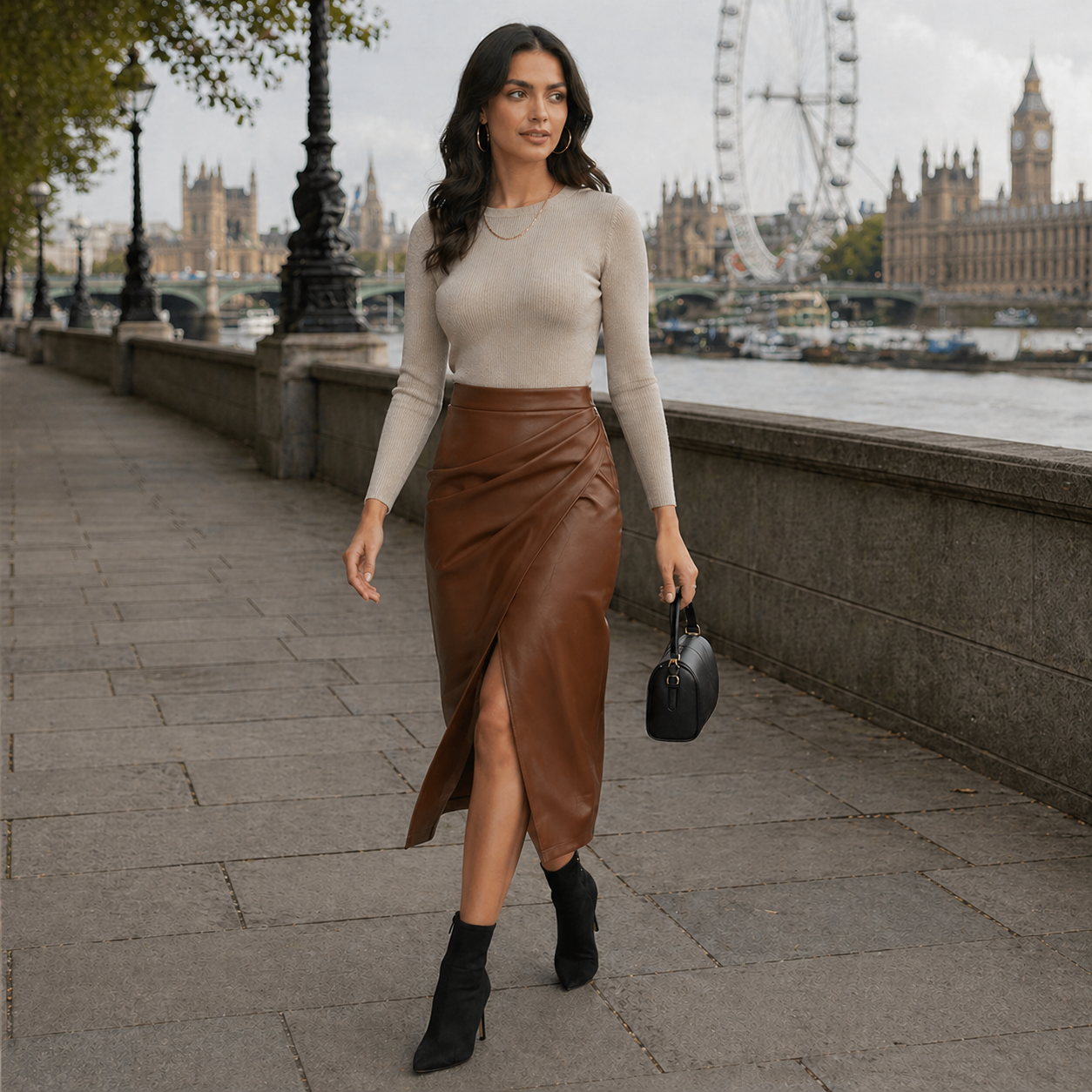 Jupe Midi Plissée | Fente Avant | Style Été Femme