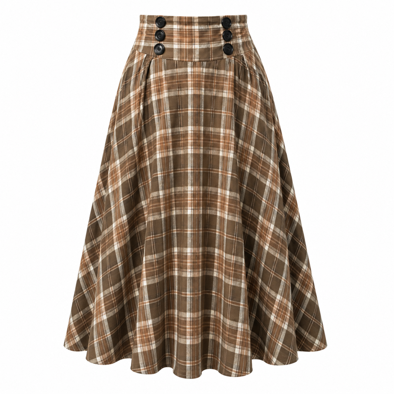 Jupe Maxi | Taille Haute | Design Carreaux A-Line