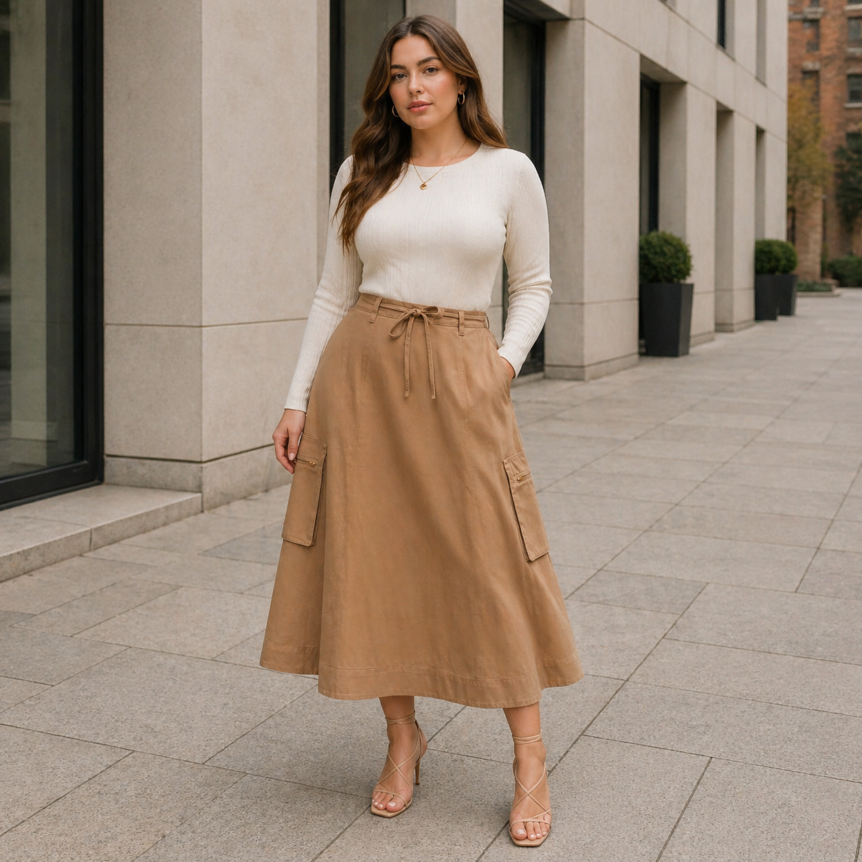 Jupe Midi Femme | Taille Haute Ajustable | Style Utilitaire