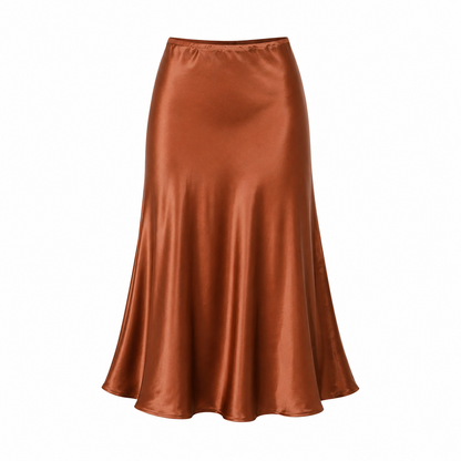 Jupe Midi Satin Trapèze | Coupe Flatteuse | Luxueuse