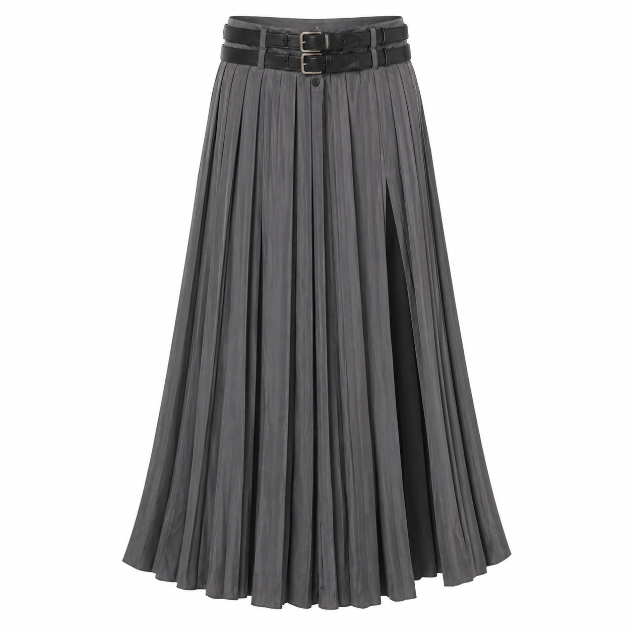 Jupe Maxi | Plissée, Fendue | Tissu Régulier