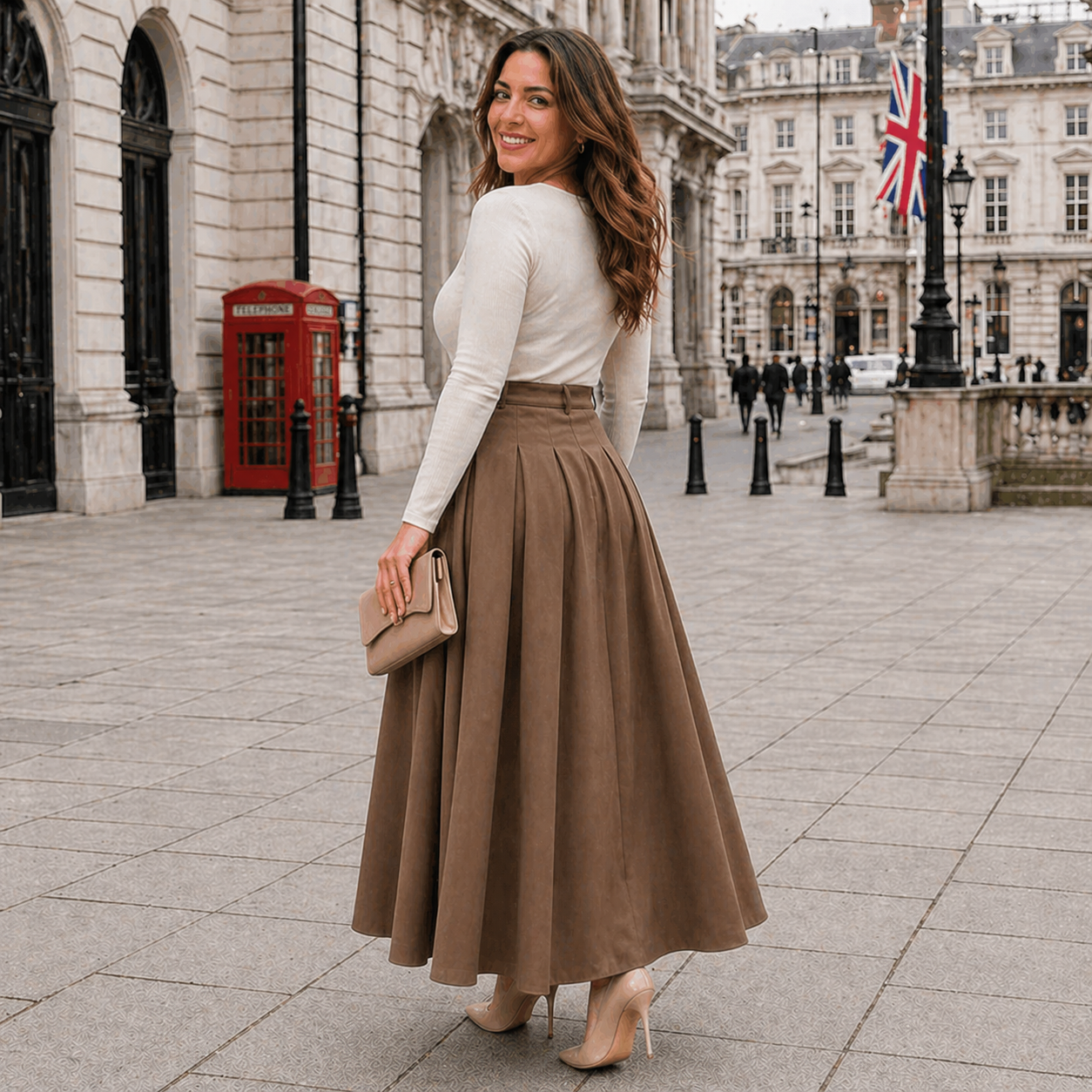 Jupe Maxi Trapèze | Taille Haute | Design Plissé
