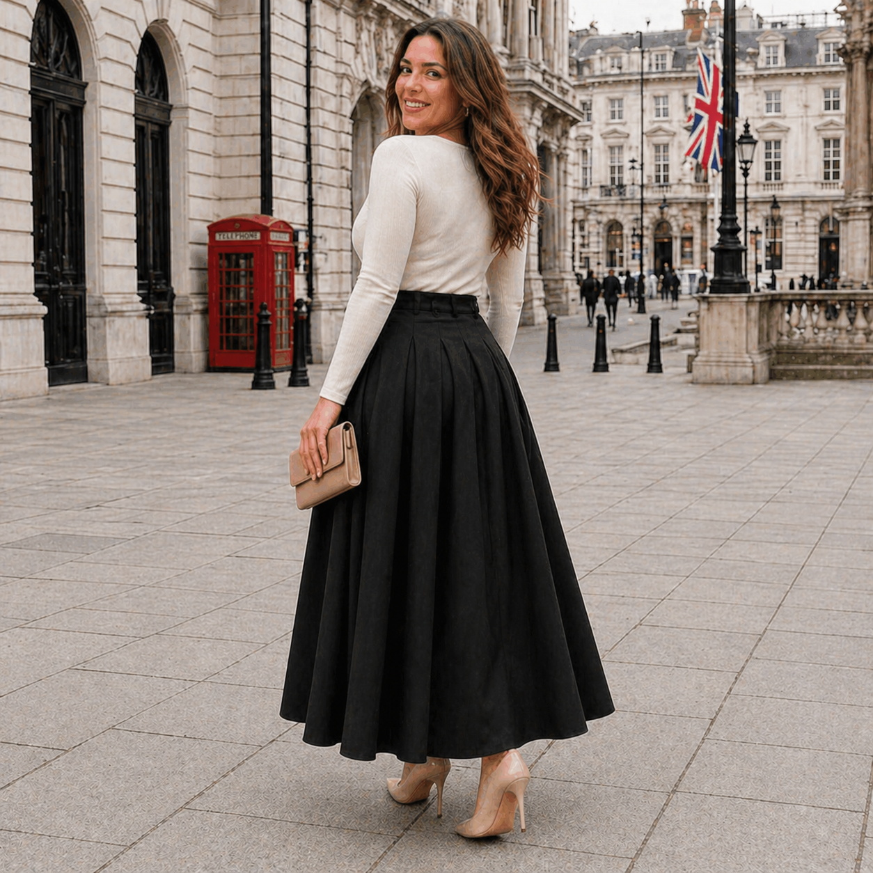 Jupe Maxi Trapèze | Taille Haute | Design Plissé