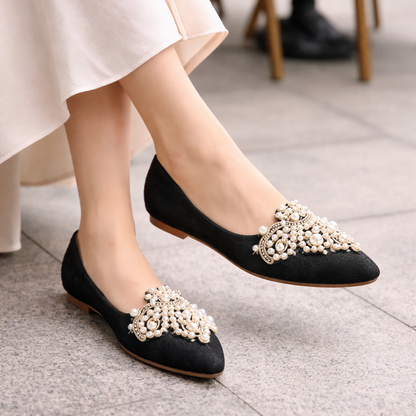 Ballerines pour femmes détail nacre confort élégant sans lacet