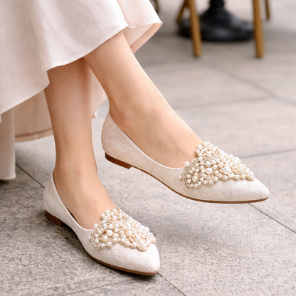 Ballerines pour femmes détail nacre confort élégant sans lacet