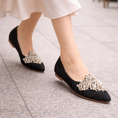 Ballerines pour femmes détail nacre confort élégant sans lacet