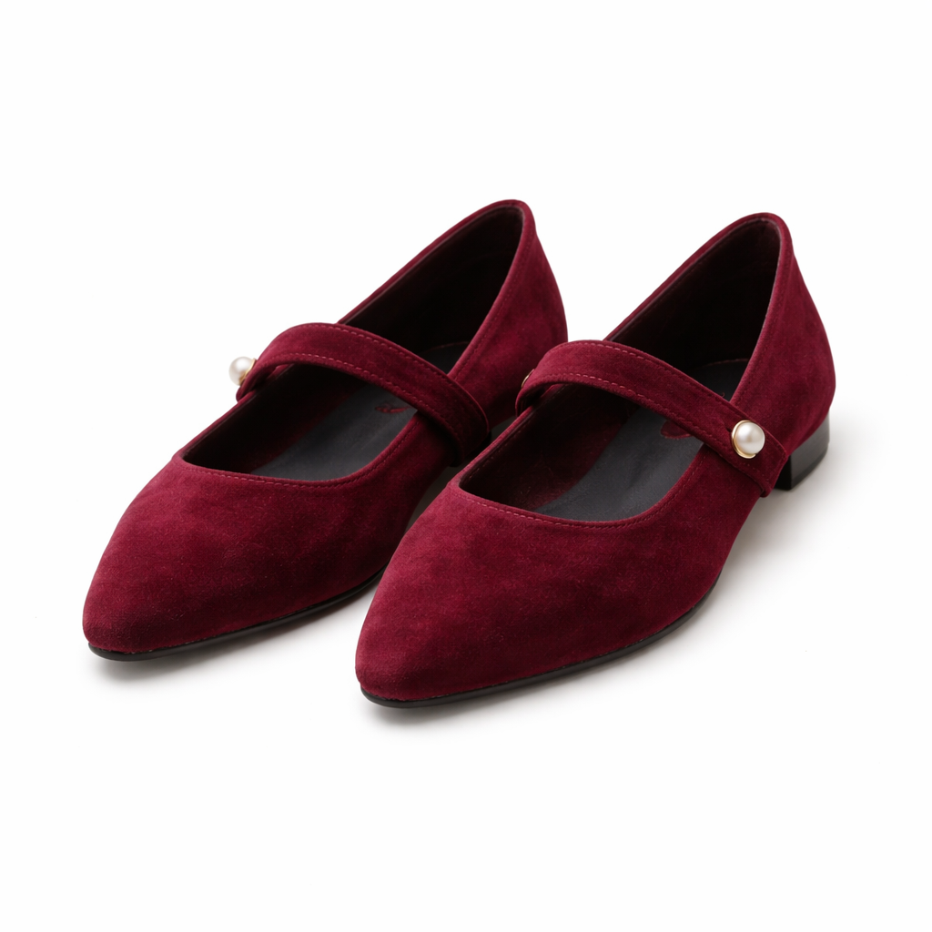 Ballerines pour femmes bout pointu lanière perlée élégant