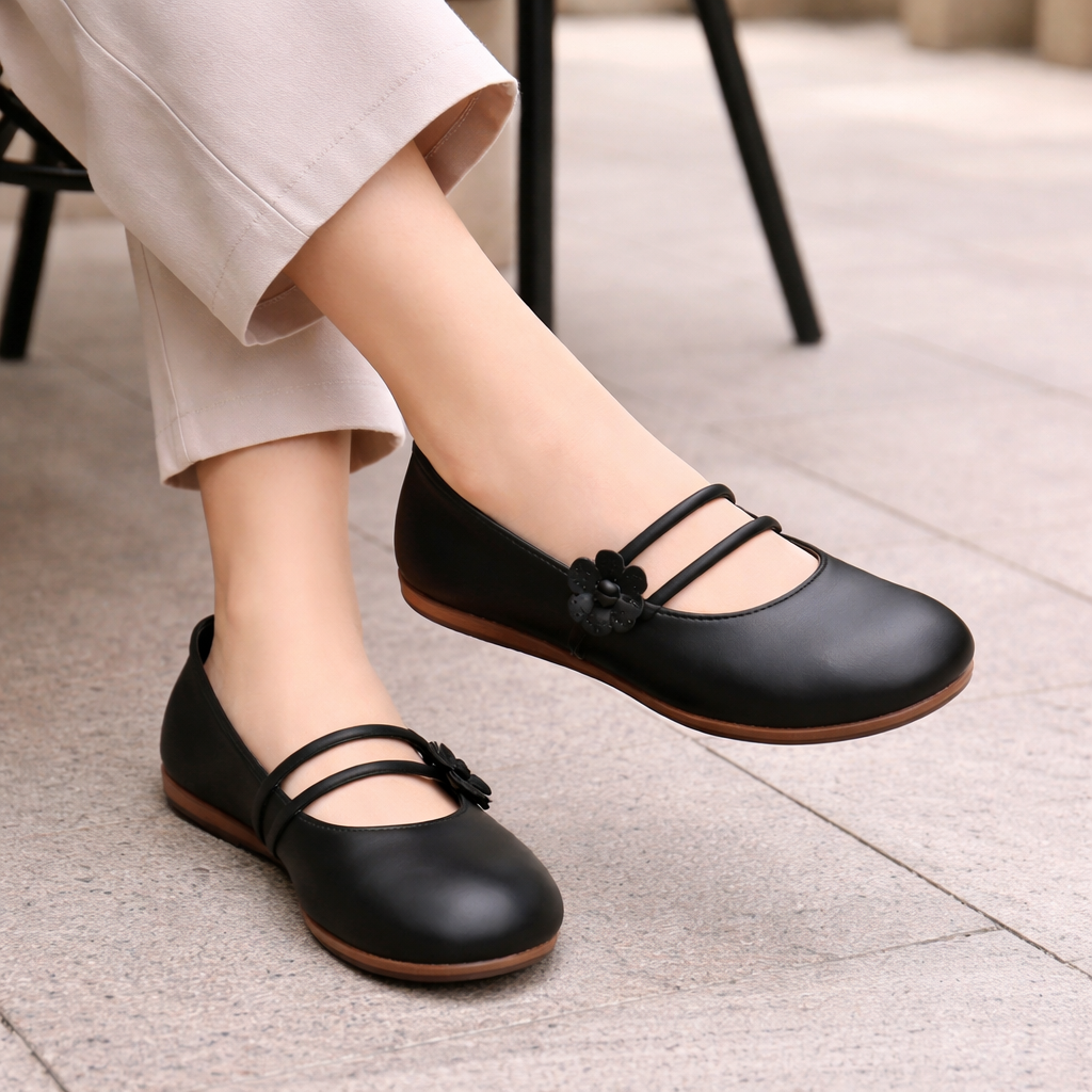 Ballerines femme style élégant design floral sans lacet