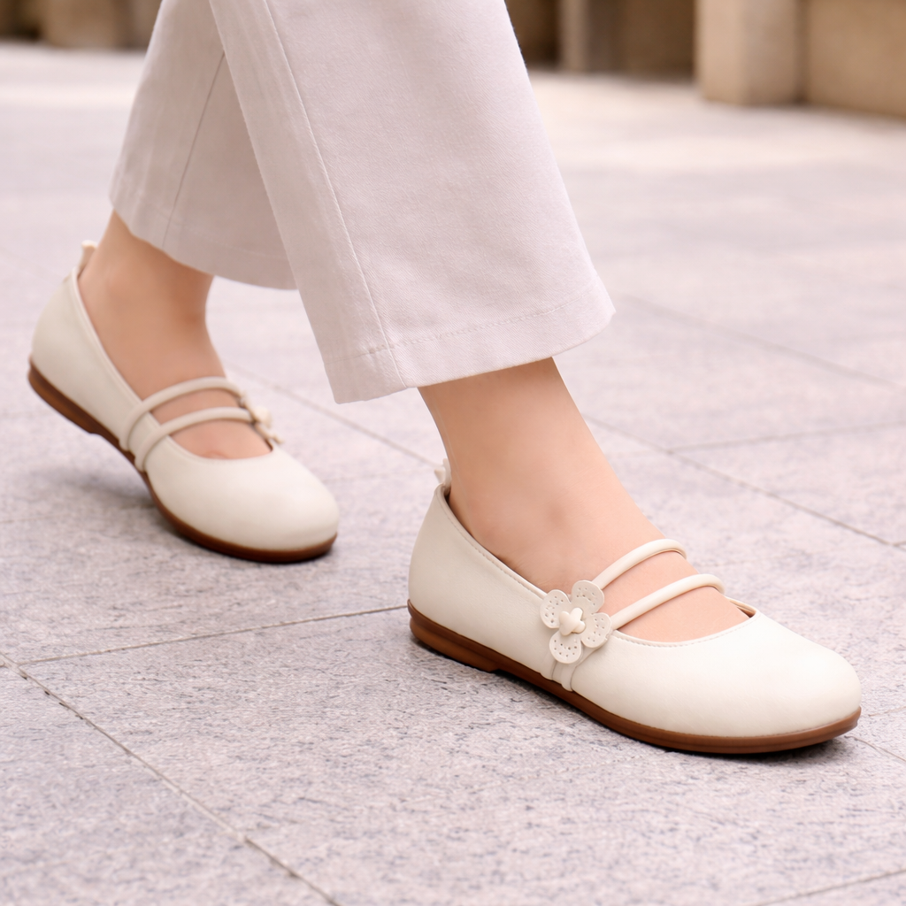 Ballerines femme style élégant design floral sans lacet