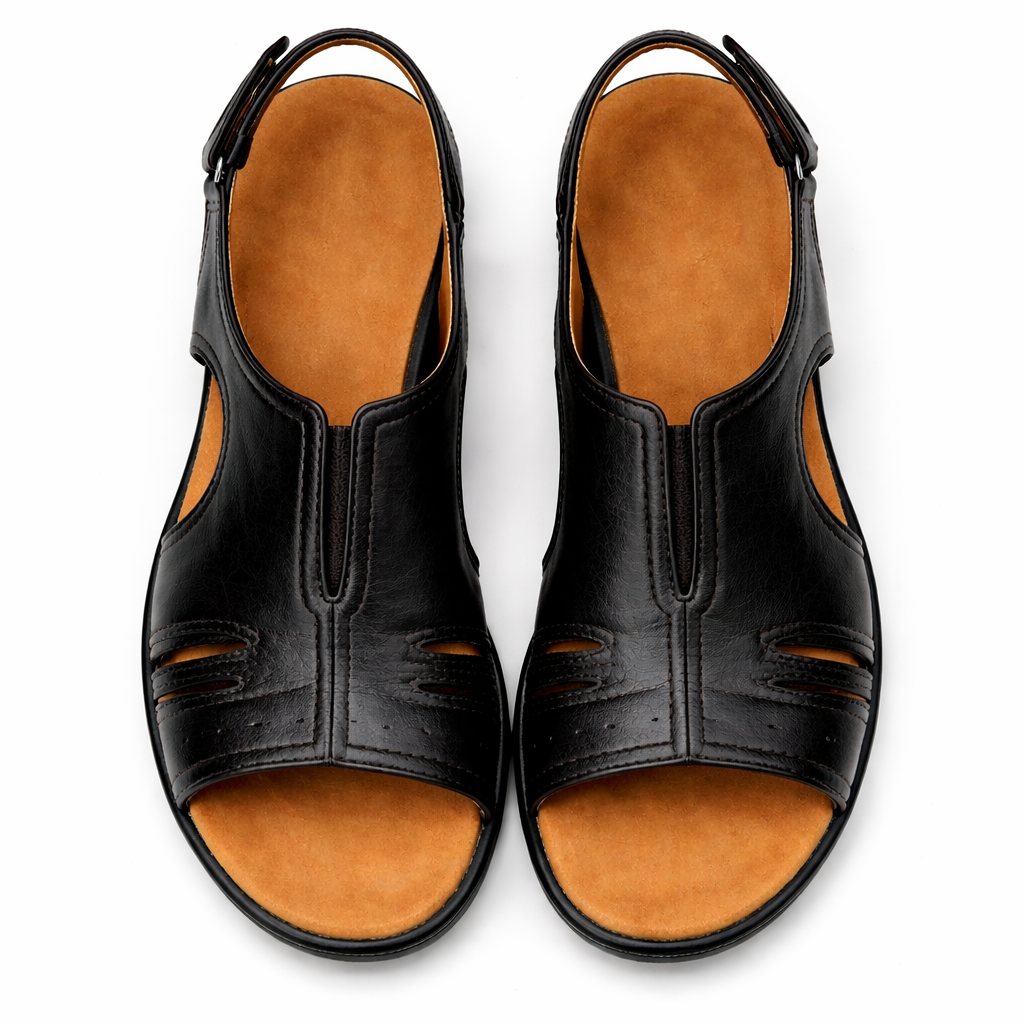 Sandales Orthopédiques en Cuir pour Femme | Support de Voûte Plantaire Confort
