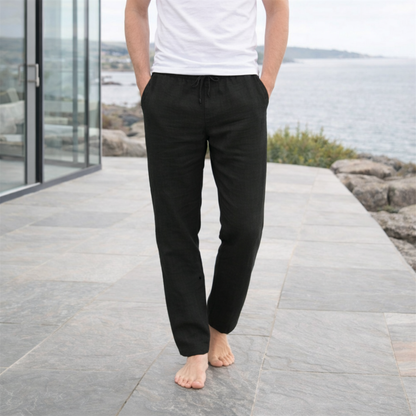 Pantalon en lin pour homme | Léger, Confort Casual | Respirant, Coupe Décontr...