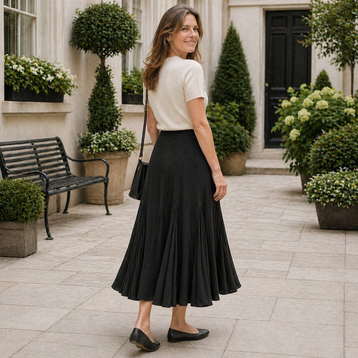 Jupe Maxi Femme | Fluide, Plis | Noir