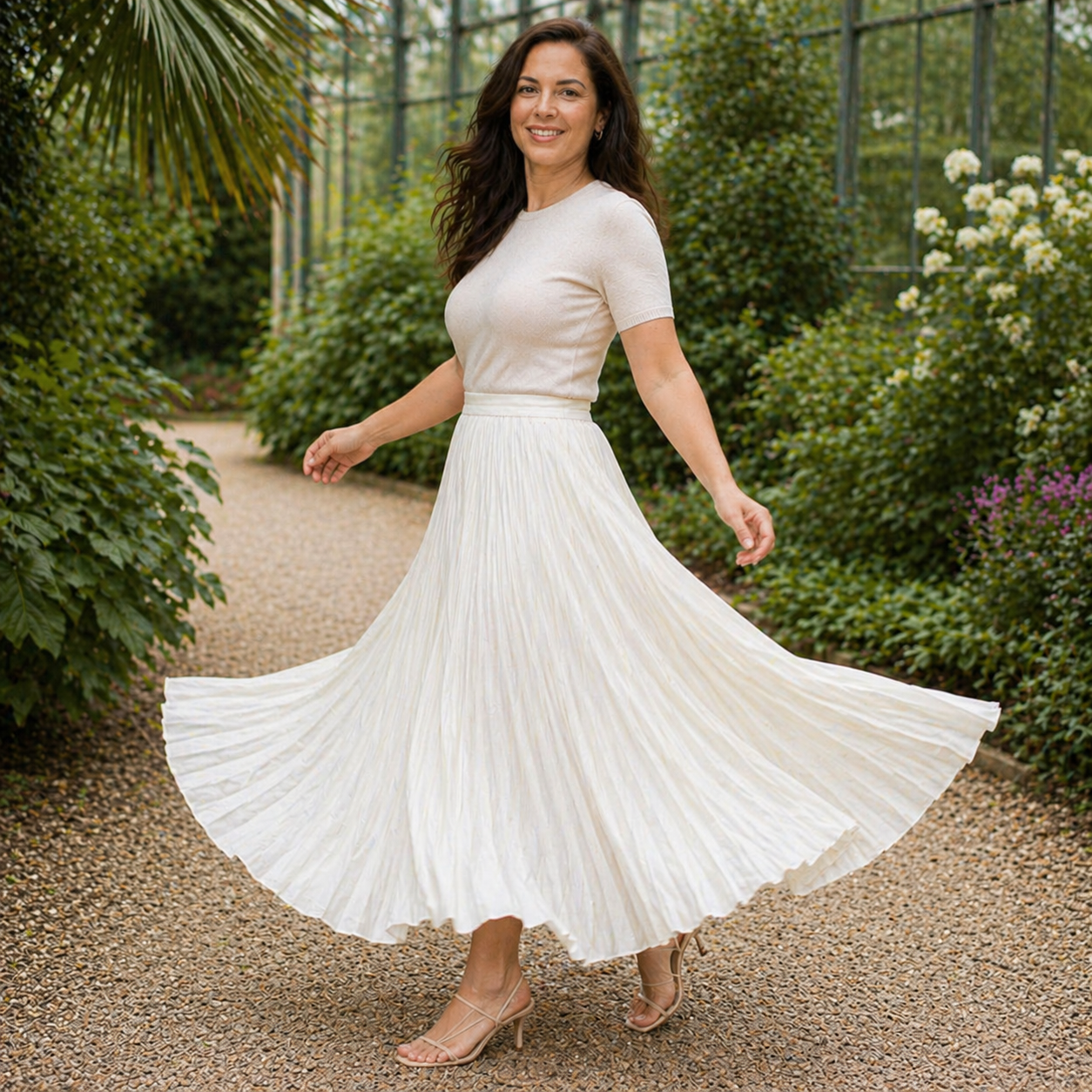 Jupe Maxi | Design Plissé Blanc