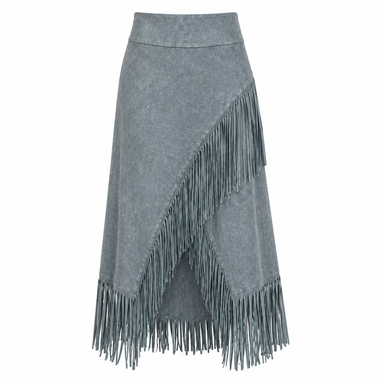 Jupe Maxi Trapèze Franges | Gris | Élégance Bohème