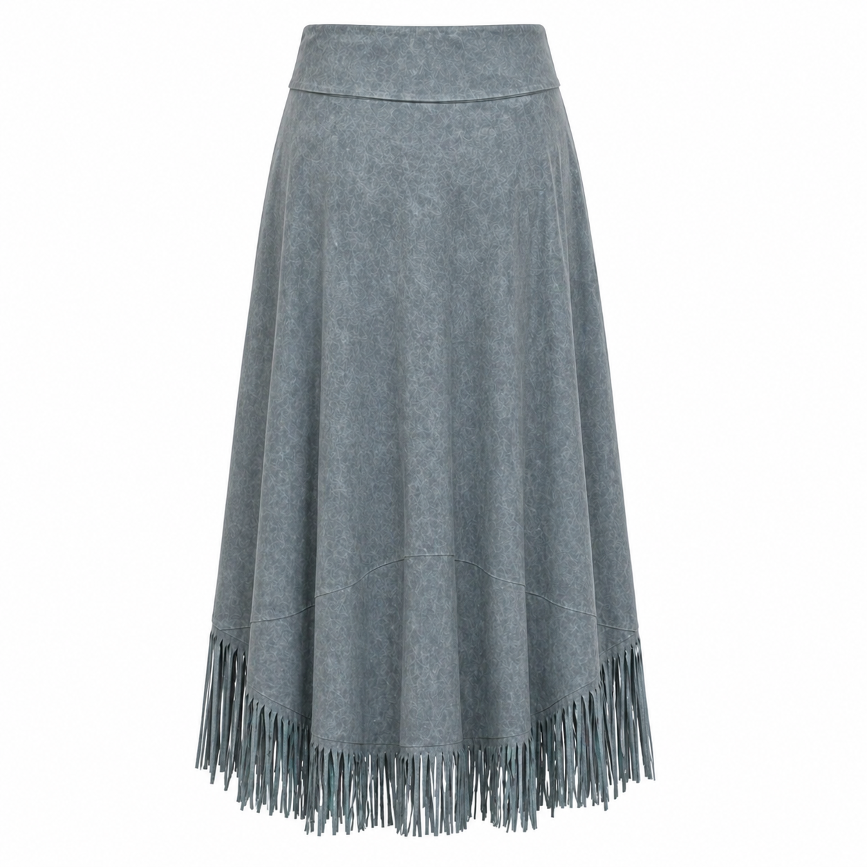Jupe Maxi Trapèze Franges | Gris | Élégance Bohème