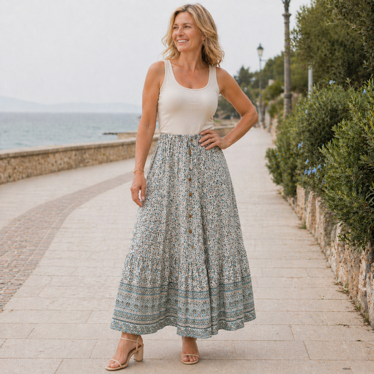 Jupe Maxi | Design Floral, Légère | Vêtements d'Été