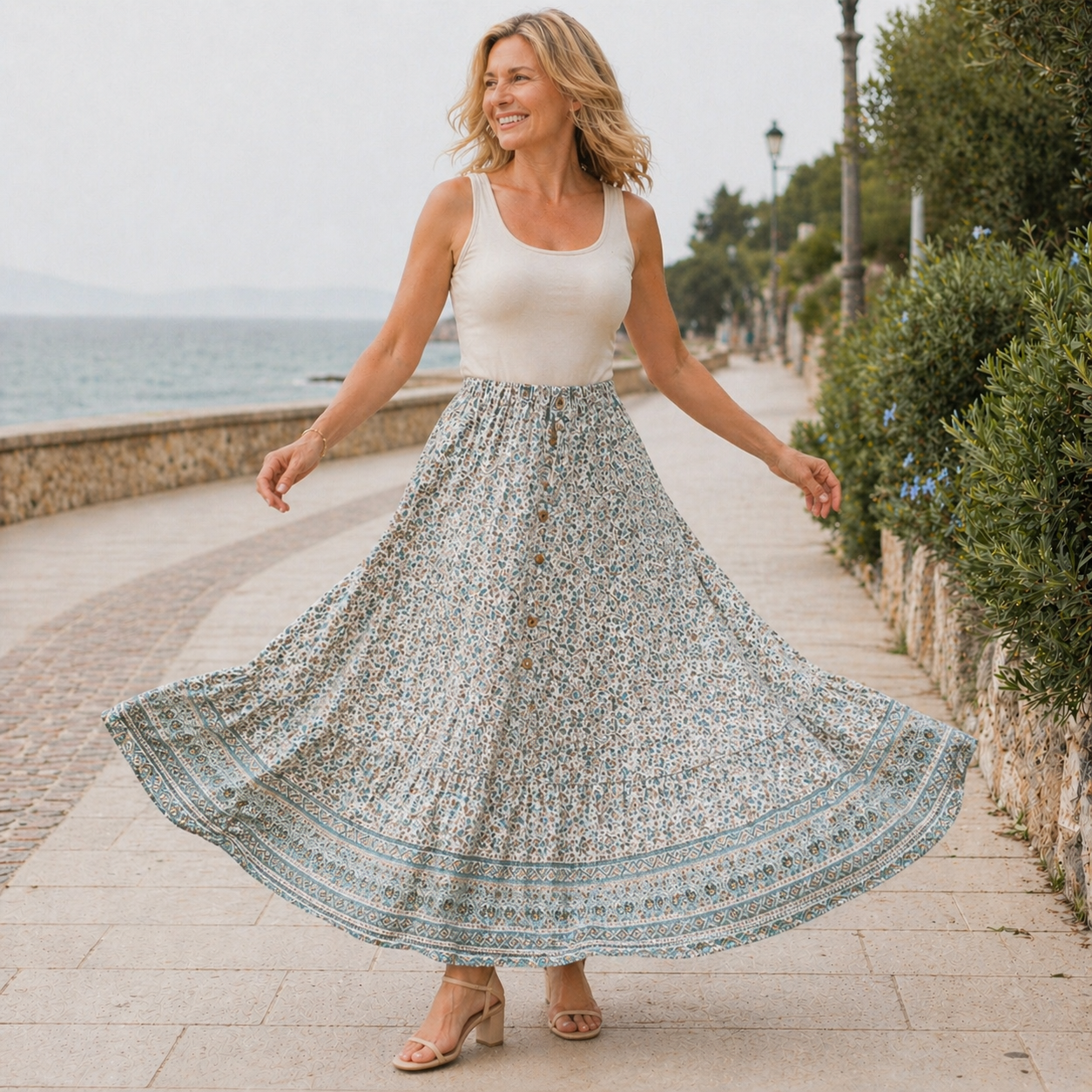 Jupe Maxi | Design Floral, Légère | Vêtements d'Été