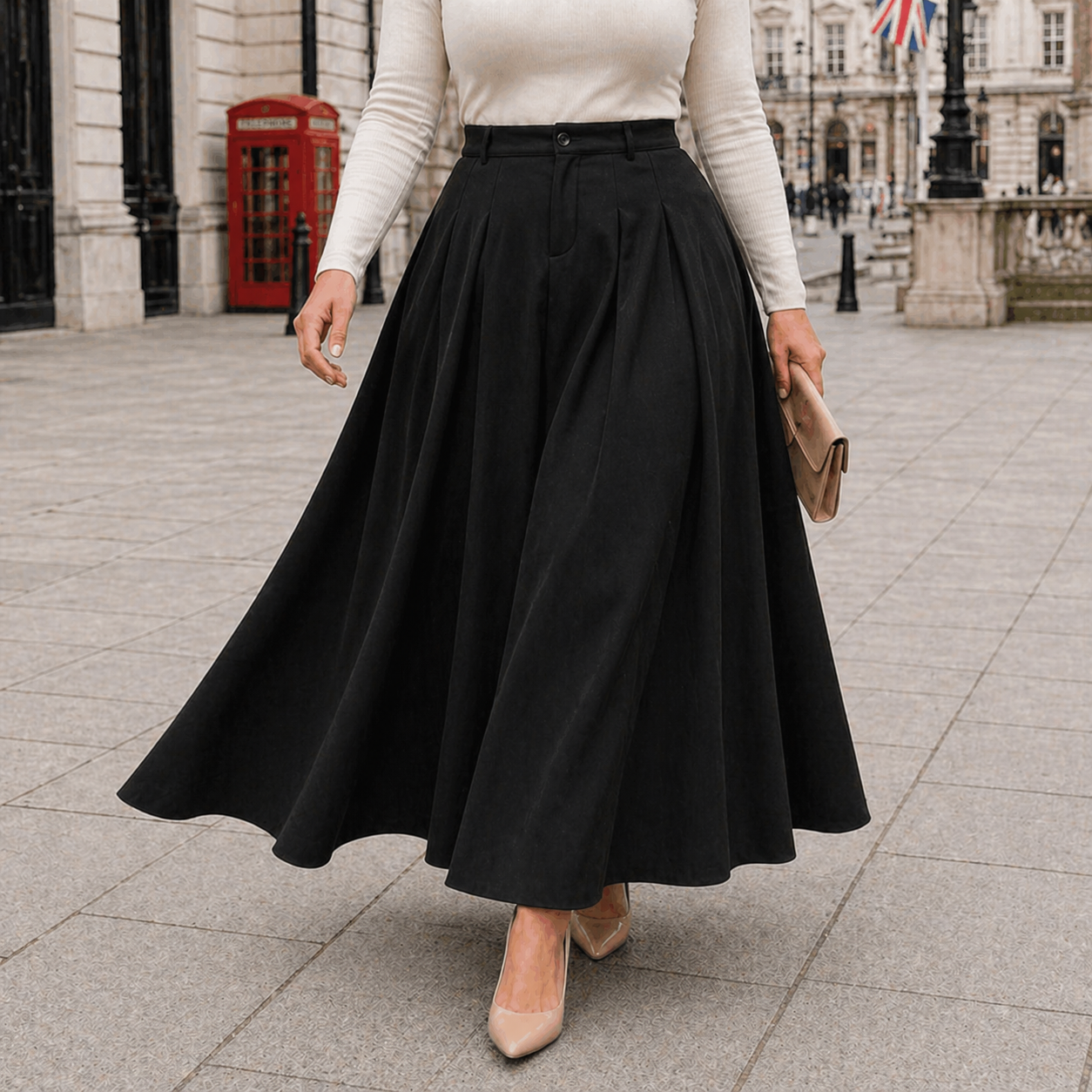Jupe Maxi Trapèze | Taille Haute | Design Plissé