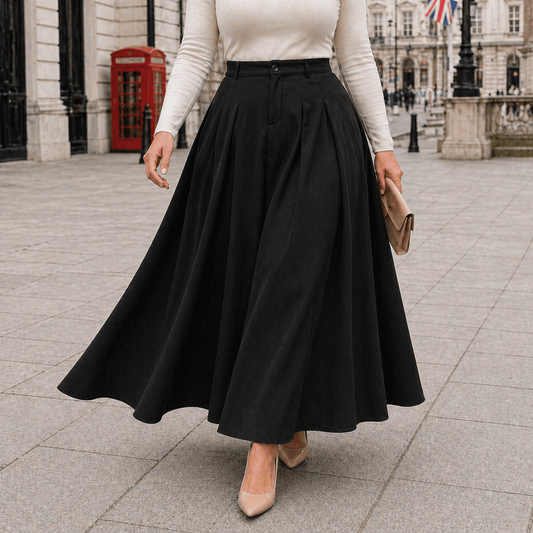 Jupe Maxi Trapèze | Taille Haute | Design Plissé