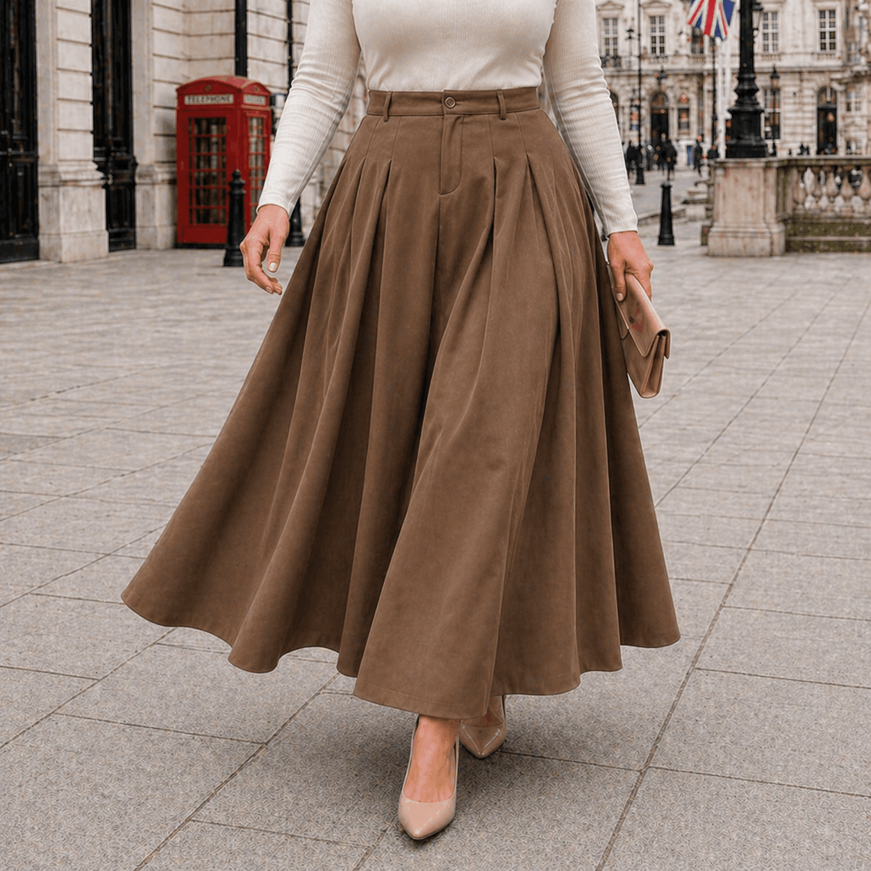 Jupe Maxi Trapèze | Taille Haute | Design Plissé