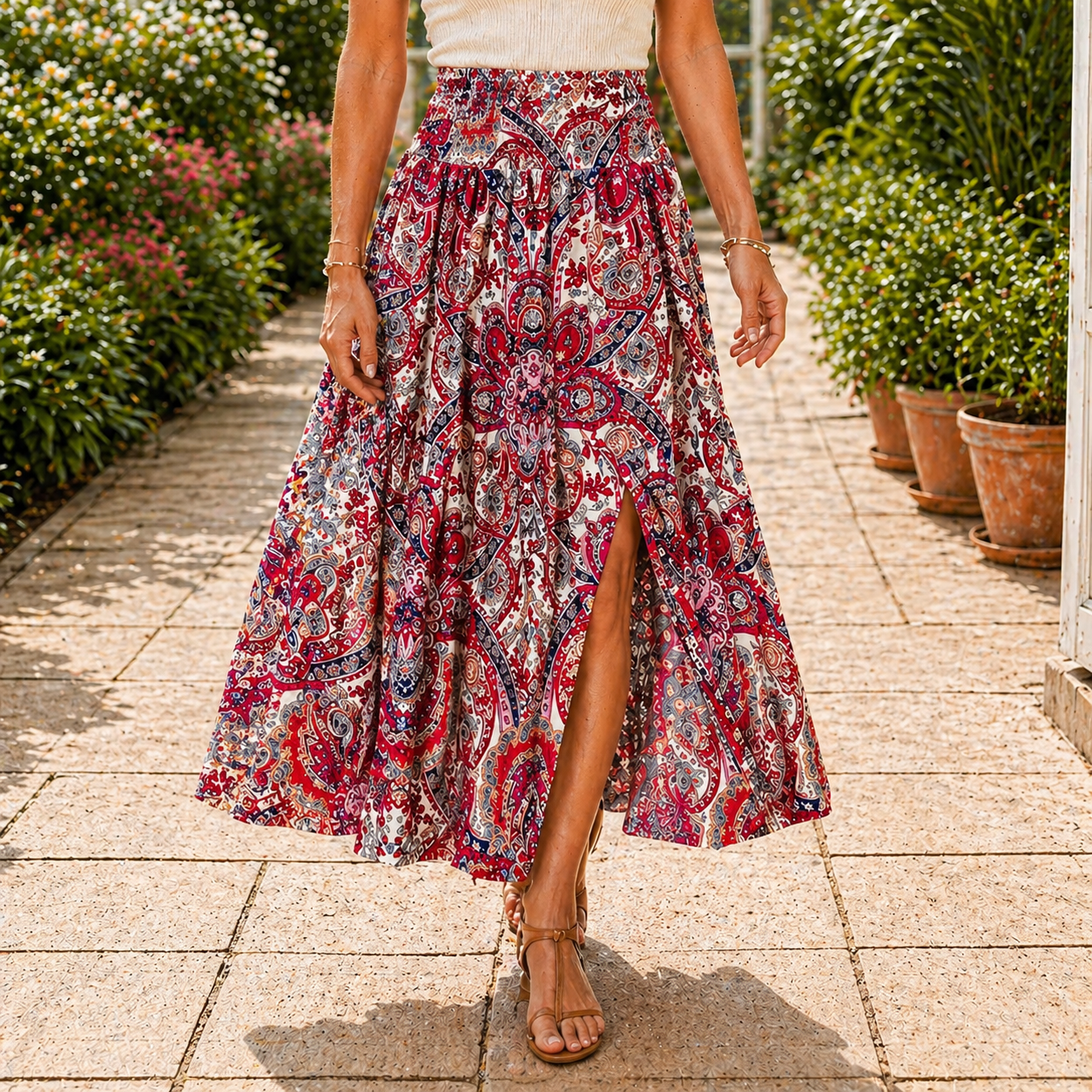 Jupe Maxi Design Long Coton Ajustement Confortable