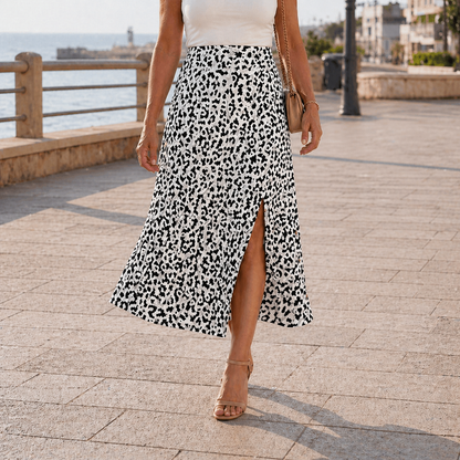 Jupe Maxi | Imprimé Léopard Unique | Fente Haute