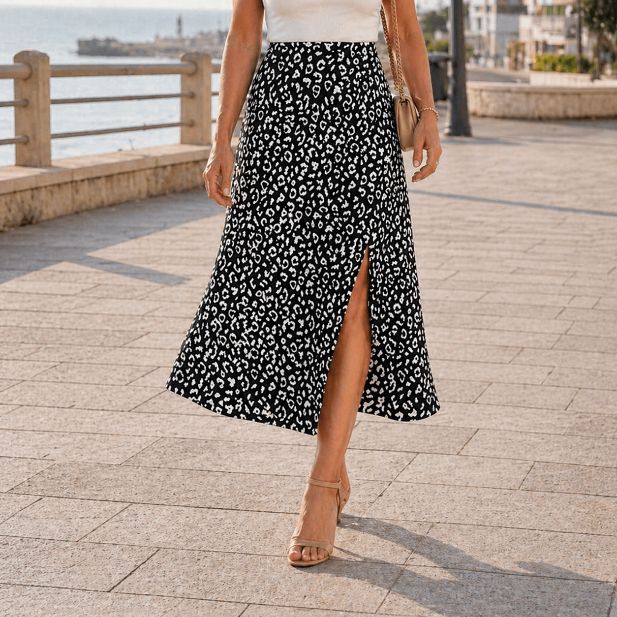 Jupe Maxi | Imprimé Léopard Unique | Fente Haute