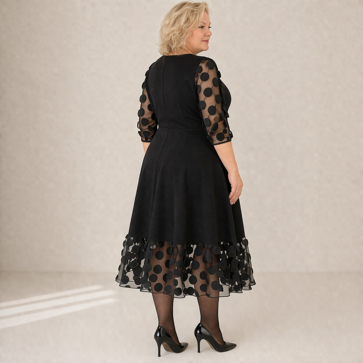 Robe Grande Taille | Robe à Pois Femme, Coupe Évasée | Style Casual Moderne