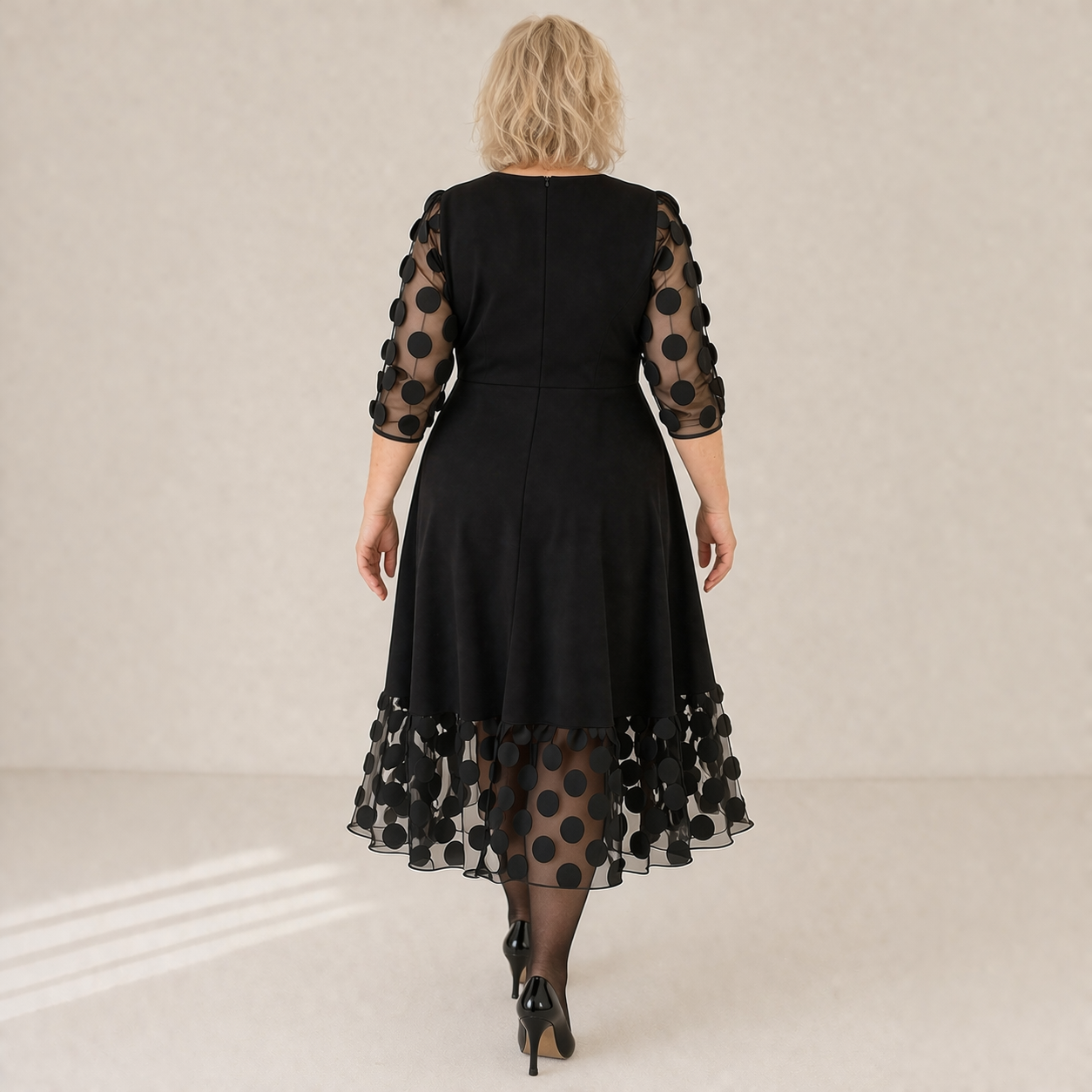 Robe Grande Taille | Robe à Pois Femme, Coupe Évasée | Style Casual Moderne