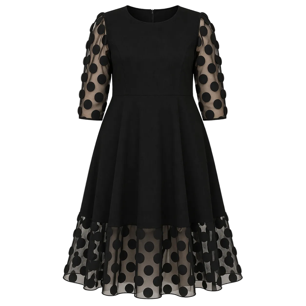 Robe Grande Taille | Robe à Pois Femme, Coupe Évasée | Style Casual Moderne