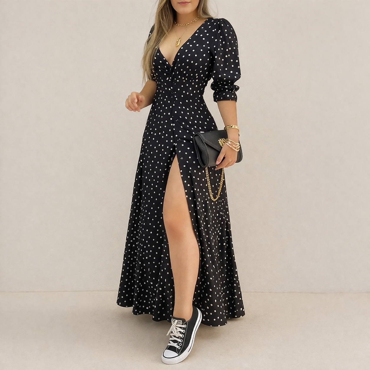 Robe à Pois | Élégante et Classique pour Femmes | Coupe Fluide