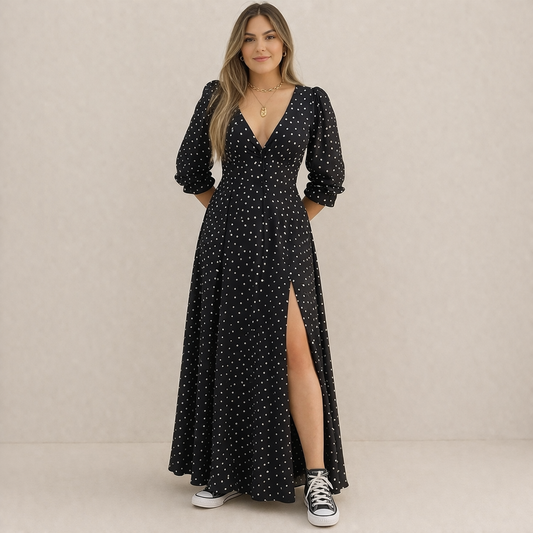 Robe à Pois | Élégante et Classique pour Femmes | Coupe Fluide