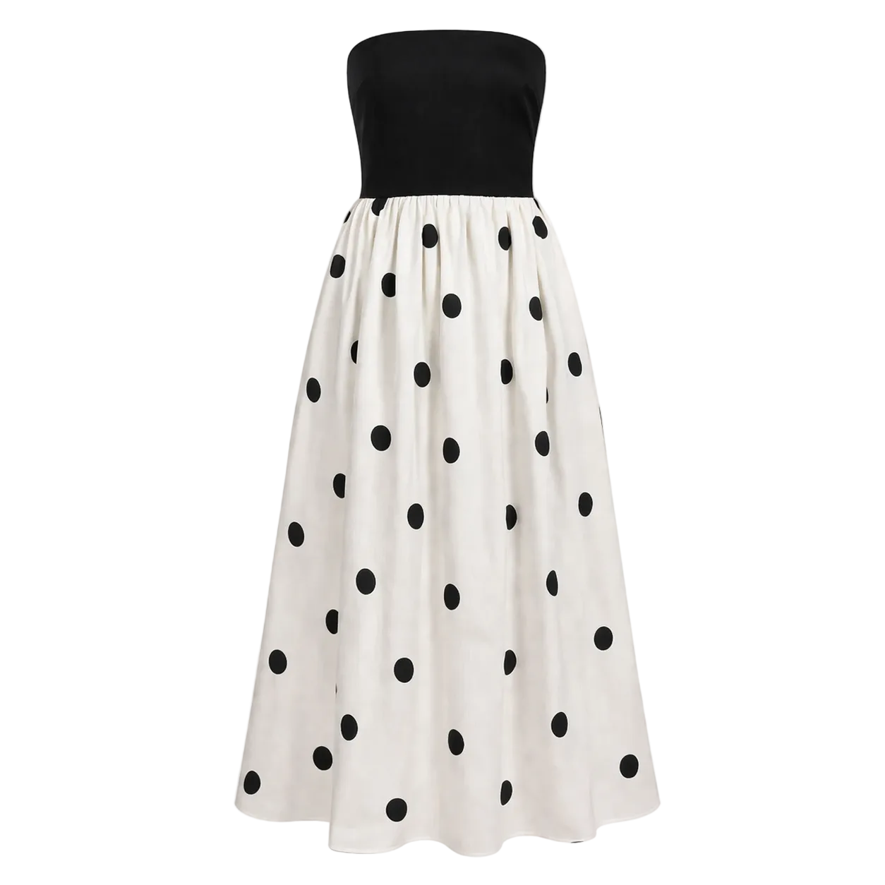 Robe sans bretelles | Robe trapèze pour femme, pois | Style élégant d'été
