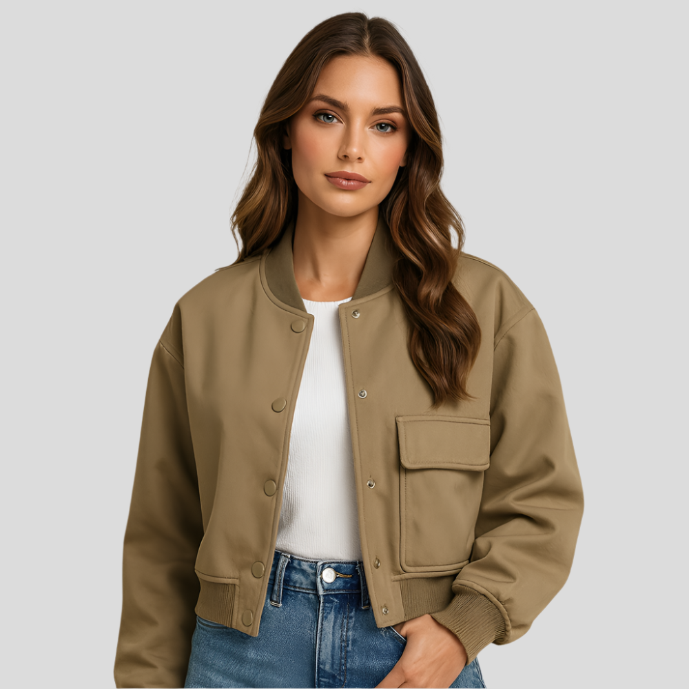 Veste pilote courte pour femmes - poches à rabat - fermeture à boutons-pression