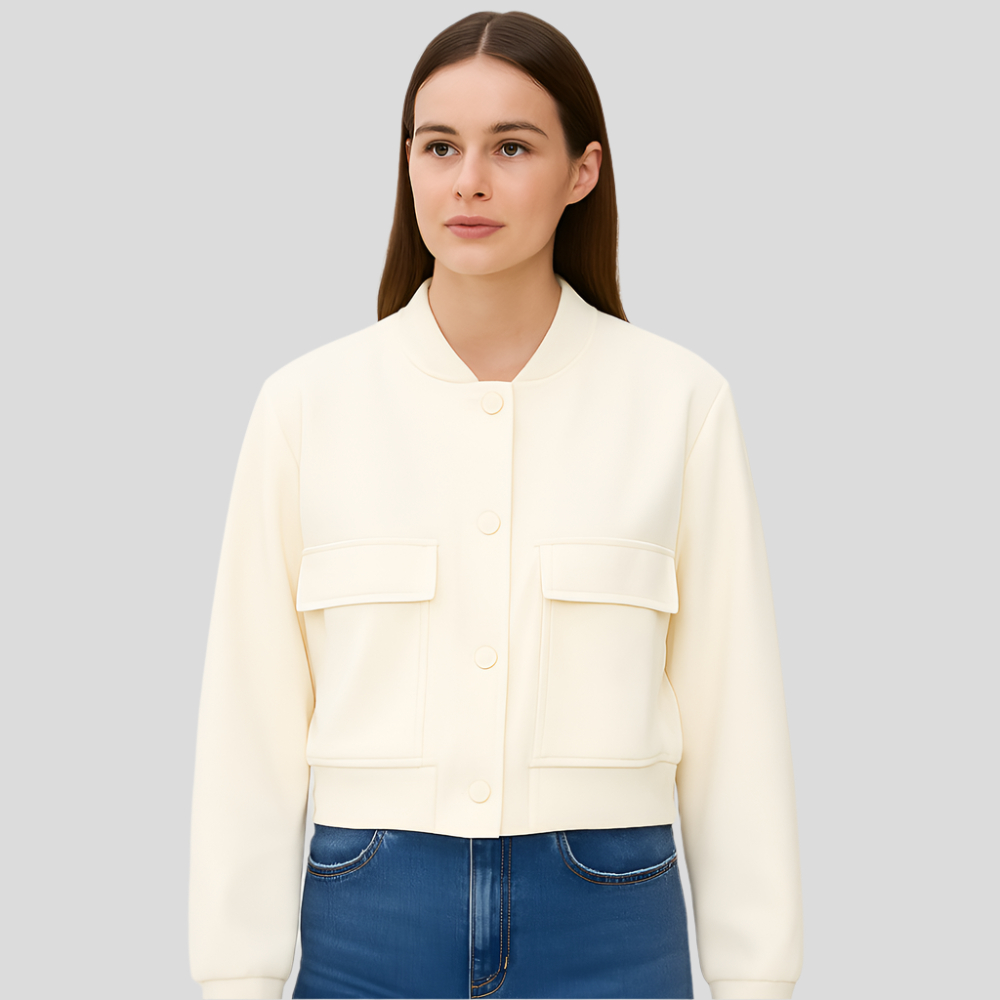 Veste pilote beige douce pour femmes - Style décontracté et confortable