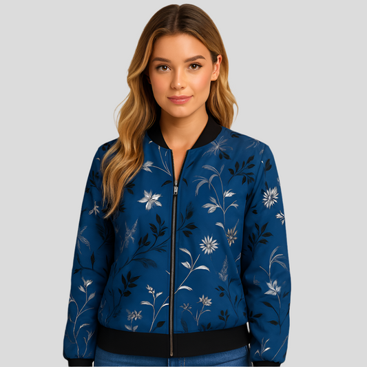 Veste Pilote Fleuri Clotilde – Veste Femme Légère avec Imprimé